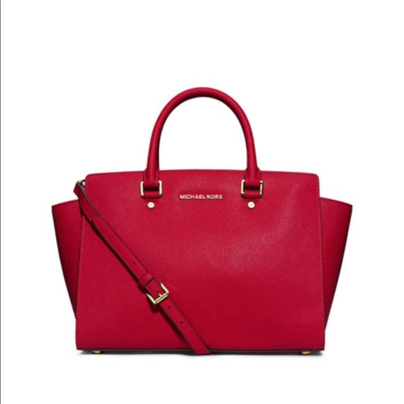 MICHAEL Michael Kors Handbags - Michael Kors Selma Large Satchel Chili Red